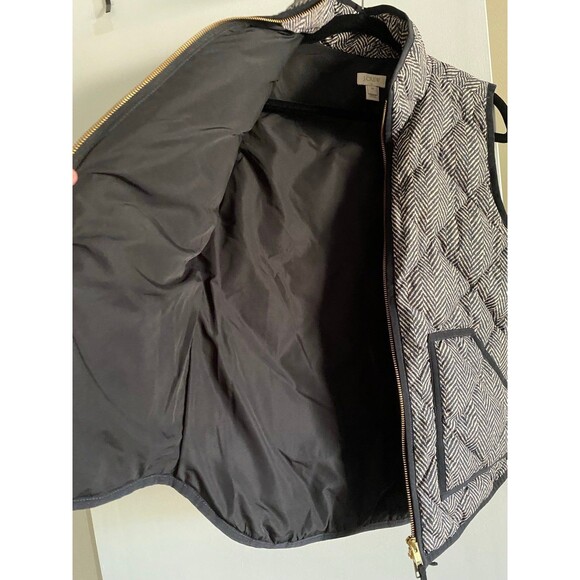 J. Crew Excursion Quilted Down Puffer Herringbone Vest Black White NWOT - Picture 7 of 12